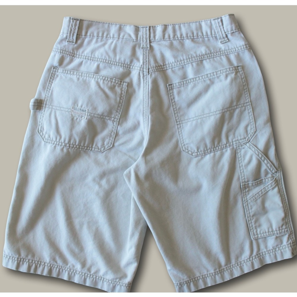 Old Navy Vintage 90s Painter Carpenter Shorts 32 Stone Beige Canvas Utility - Picture 3 of 8